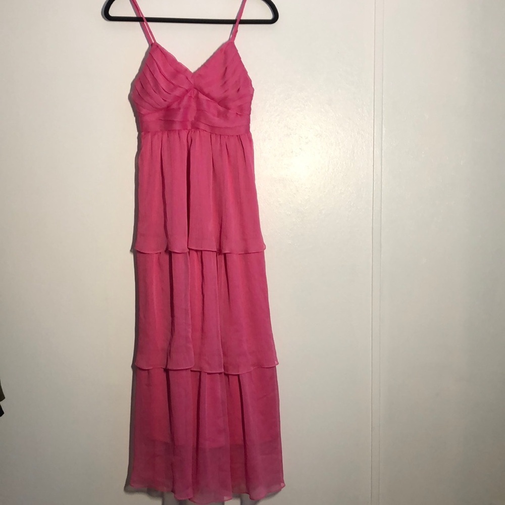 By the River Pink Maxi Dress Tiered Womens Size S Fairy Whimsical
